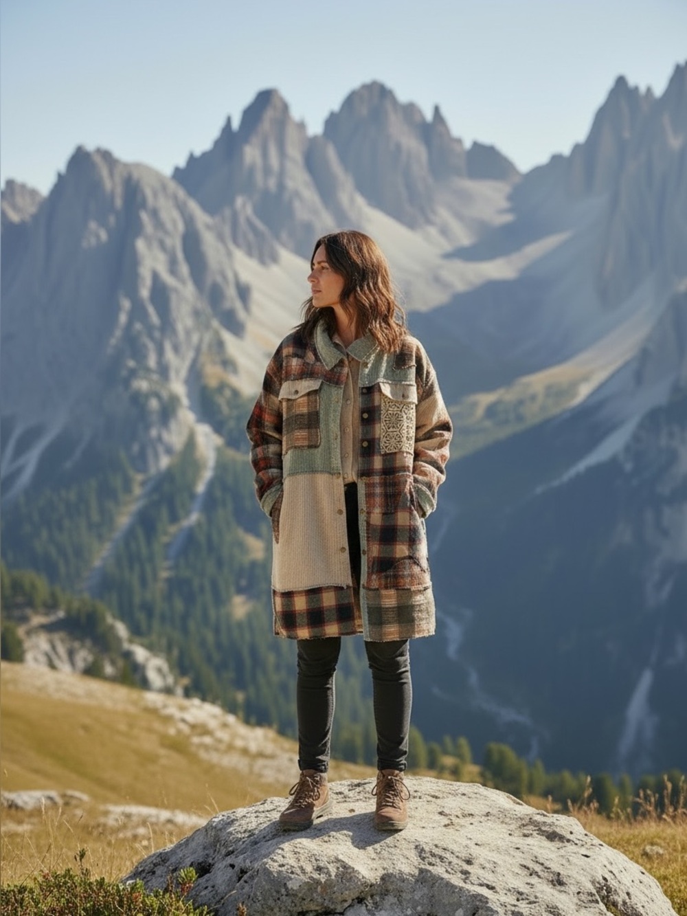 NWT Oli & Hali Womens Patchwork Plaid Shacket Sz Lg